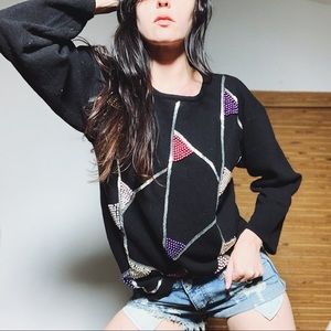 [Vintage] Lambswool Sweater with Beaded Design